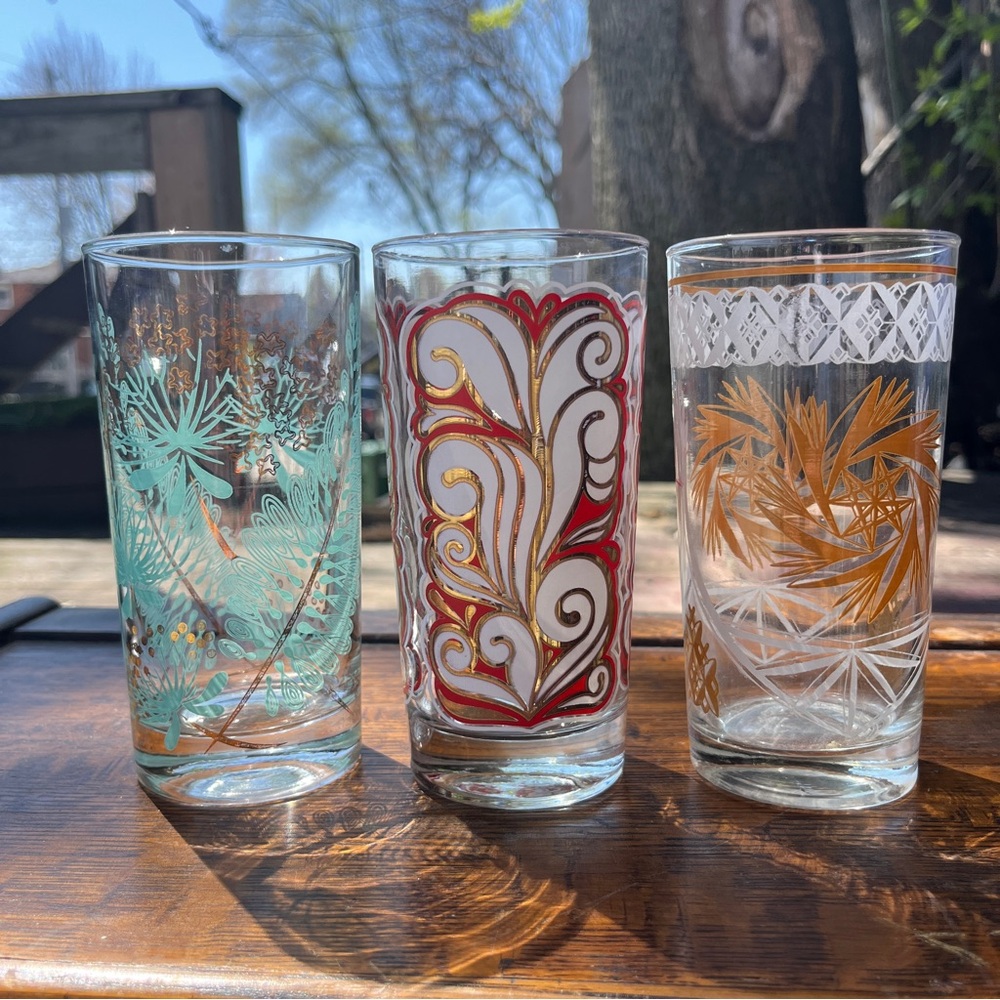 Vintage Libby, Tom Collins glasses x 3
